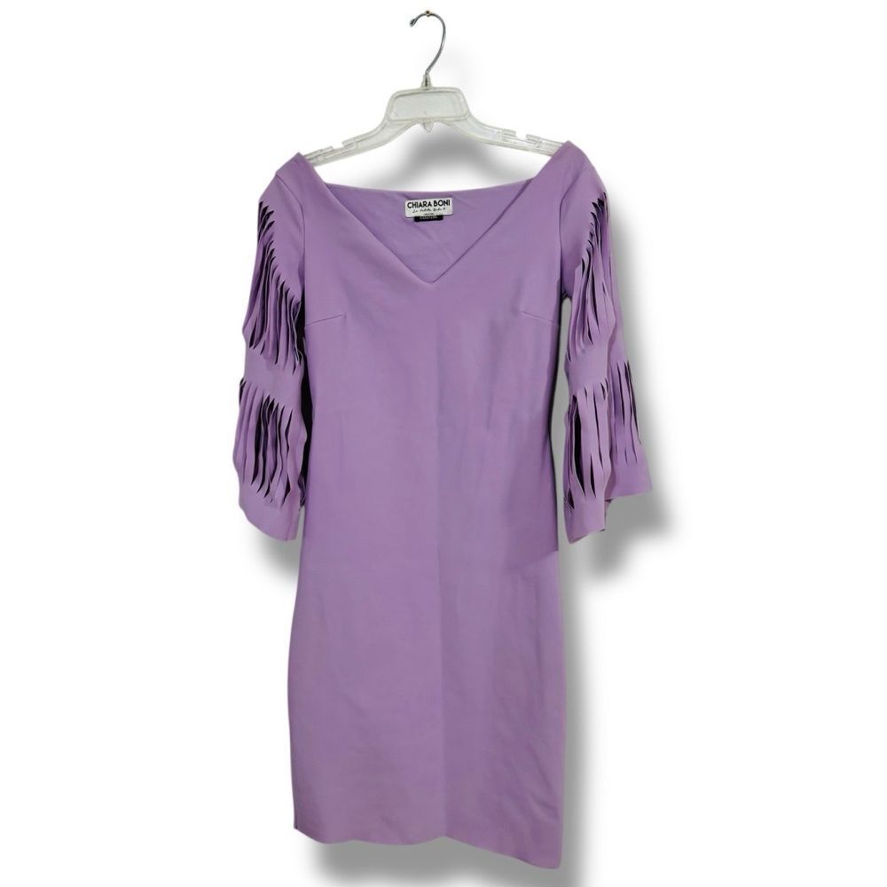 Chiara Boni La Petite Robe Couture Lavender Dress Cutout V-Neck EU 44